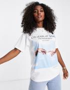 Pull & Bear Michel Angelo Oversized Graphic T-shirt In White