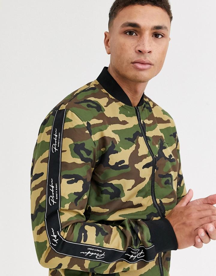 River Island Prolific Bomber In Camo-green