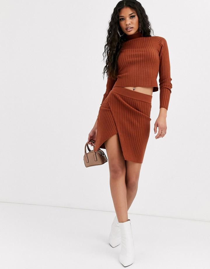 Asos Design Two-piece Rib Mini Skirt With Wrap Detail