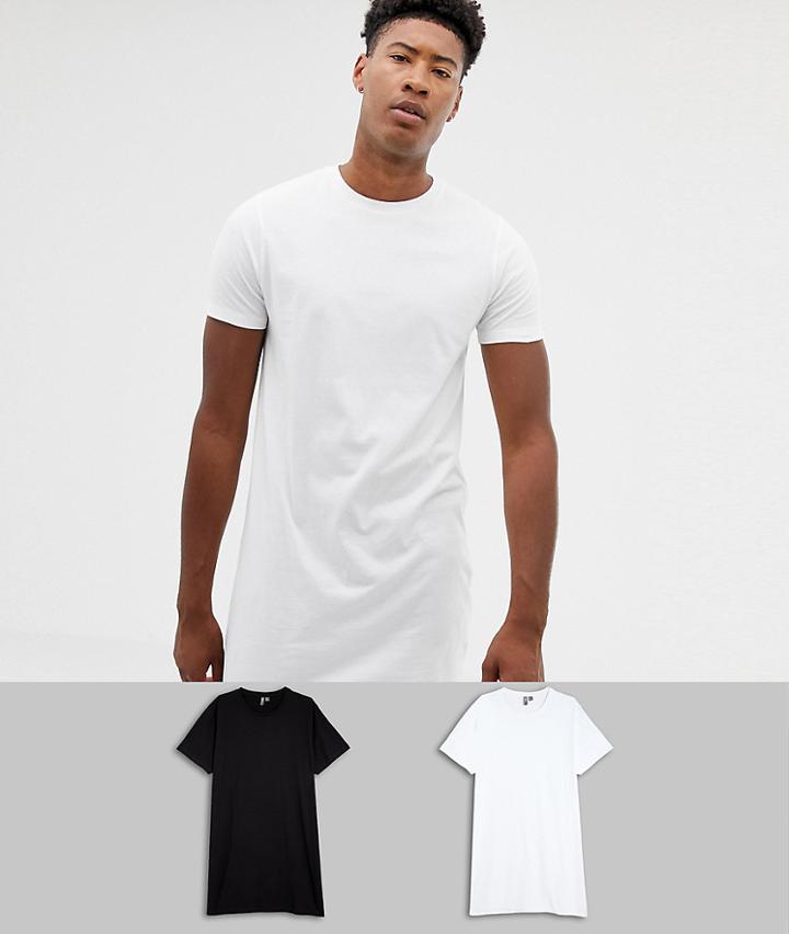 Asos Design Tall Super Longline T-shirt 2 Pack Save - Multi