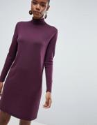 Selected Meroni Roll Neck Wool Sweater Dress - Purple
