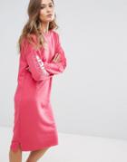 New Look Slogan Sleeve Midi Sweat Dress - Pink
