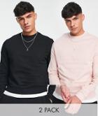 Asos Design Sweatshirt In Dusty Pink & Black 2 Pack-multi