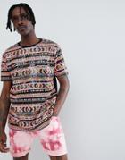 Asos Design Festival Relaxed T-shirt With All Over Geo-tribal Sequin - Multi