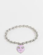 Asos Design Stretch Bracelet With Alien In Silver Tone