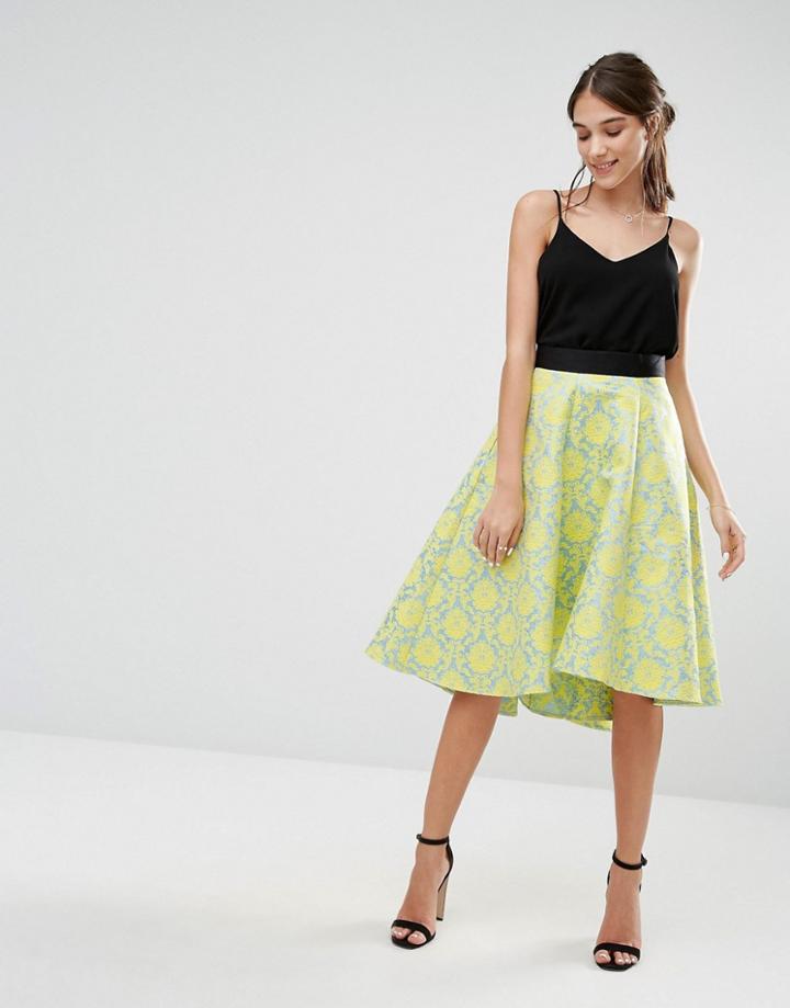Closet Limited Edition Jacquard Hi Lo Midi Skirt - Yellow