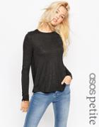 Asos Petite Swing Top With Long Sleeve - Gray