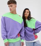 Collusion Unisex Color Blocked Sweat In Green - Green