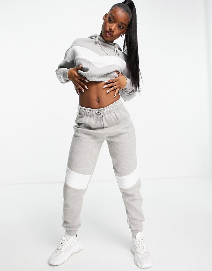 Pindydolls Hoodie And Sweatpants Set With Chevron In Gray-grey