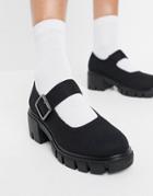Asos Design Skittle Chunky Mary Jane Mid Heels In Black