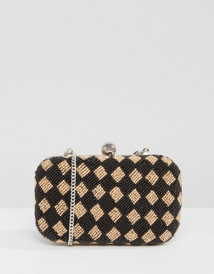 Park Lane Handmade Beaded Structured Clutch Bag - Black