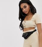 Missguided Petite Two-piece Square Neck Crop Top In Cream - Cream