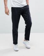 Sisley Cropped Pants In Slim Fit And Stripe - Navy