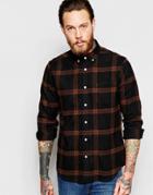 Asos Check Shirt In Brown With Two Pockets In Regular Fit - Brown