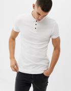 New Look Muscle Fit Ribbed Polo In White - White