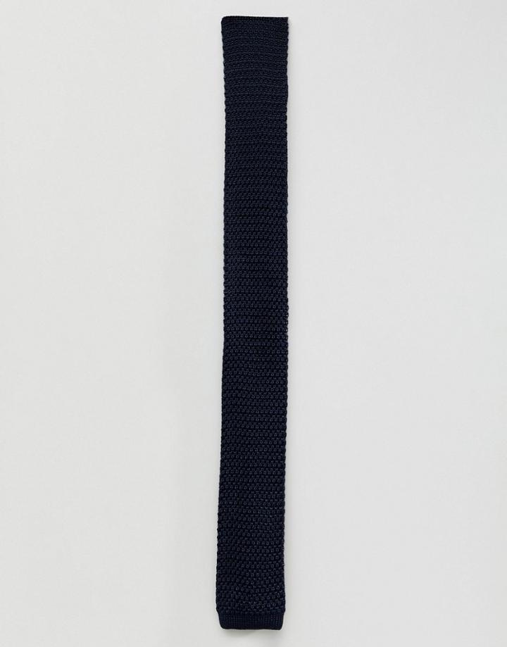 Farah Silk Knitted Tie - Navy