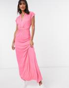 French Connection Meadow V Neck Maxi Dress In Pink