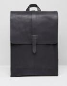 Asos Leather Backpack In Matt Black Finish - Black