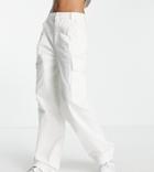 Asos Design Tall Oversized Cargo Pants In Ecru-white