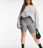Club L London Plus Sequin Body-conscious Short In Gunmetal-grey