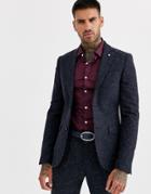 Avail London Skinny Suit Jacket In Navy Flecked Tweed