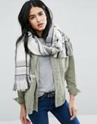 Pieces Long Checked Scarf In Cream And Black - Multi
