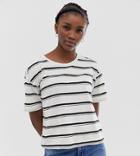 Weekday Stripes T-shirt In Off White And Black-cream