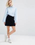 I Love Friday Asymmetrical Mini Skirt With Button Detail - Navy