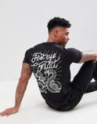 Pull & Bear T-shirt With Back Print Slogan In Black - Black