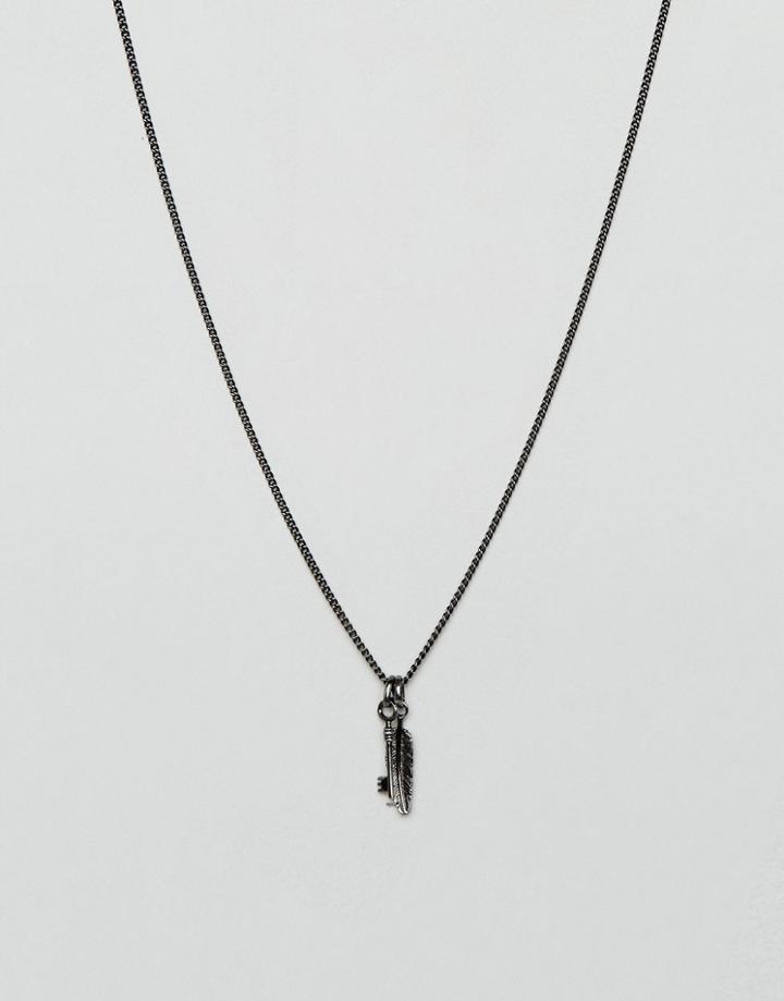 Simon Carter Mini Key & Feather Necklace In Silver - Silver
