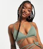 Collusion Bikini Top With Strap Detail In Green - Mgreen