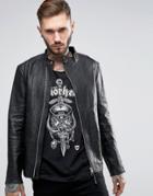 Religion Leather Jacket With Asymetrical Zip - Black