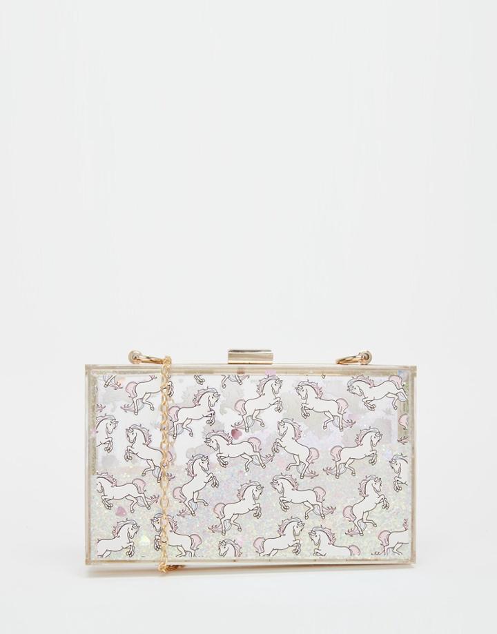 Skinnydip Unicorn Liquid Glitter Box Clutch Bag - Glitter Unicorn