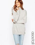 Asos Tall Tunic With High Neck In Cashmere Mix - Gray