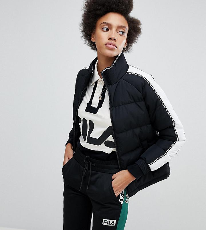 Fila Padded Jacket With Logo Tape Detail - Black