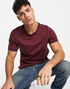 Brave Soul Ringer T-shirt In Burgundy-red