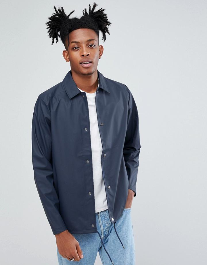 Rains Waterproof Coach Jacket In Navy - Navy