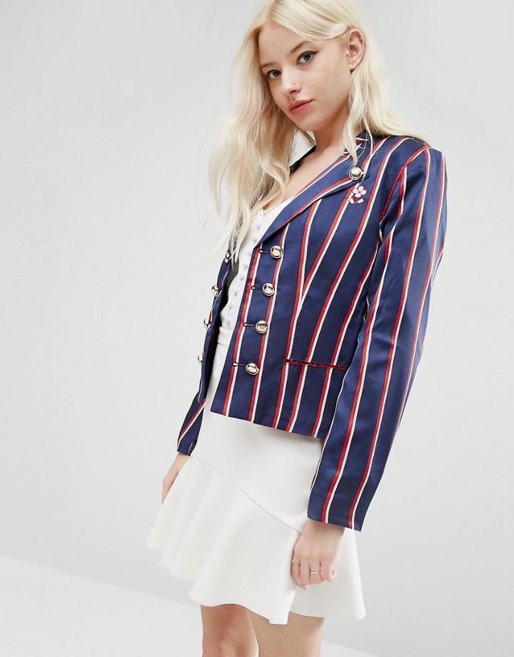 Sister Jane Academy Jacket In Pinstripe - Multi