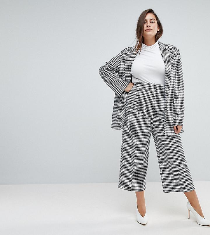 Asos Curve Tailored Houndstooth Awkard Length Pants - Multi