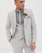 Asos Design Wedding Skinny Suit Jacket In Ice Gray Twill - Gray