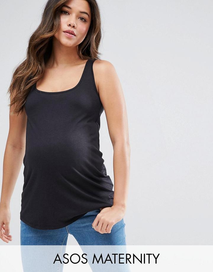 Asos Maternity Ultimate Tank In Long Line - Black