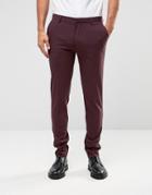 Asos Super Skinny Smart Pants In Burgundy - Purple