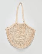 Bershka Net Carry Bag In Cream - Cream