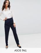 Asos Tall The High Waist Tapered Pants - Navy