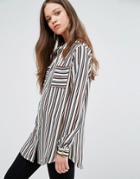 Brave Soul Stripe Shirt - Brown