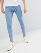 Bershka Super Skinny Jeans In Lightwash Blue - Blue