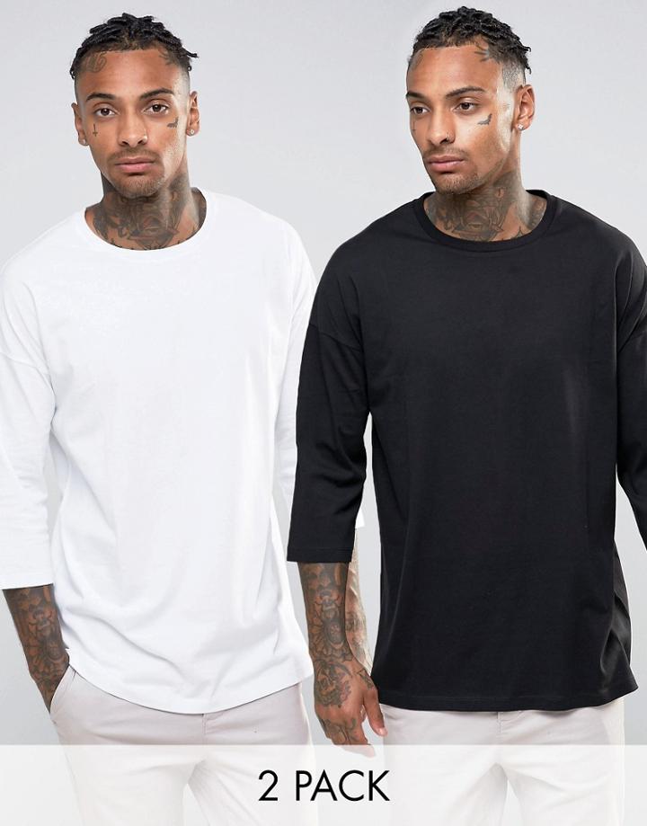 Asos Oversized 3/4 Sleeve T-shirt 2 Pack - Multi