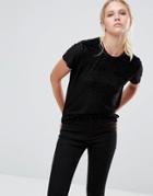 Pieces Bella Velvet T-shirt - Black