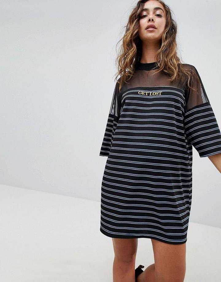 The Ragged Priest Tee Dress With 'get Lost' Slogan - Multi