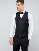Asos Skinny Suit Vest In 100% Wool In Black - Black